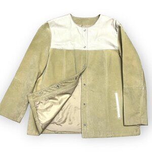 Vintage 90s GENUINE LEATHER SUEDE Snap-Up Luxury Designer Jacket - XL